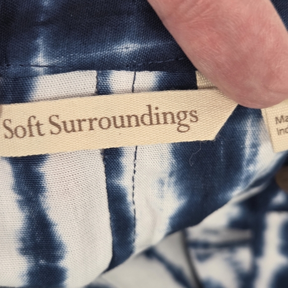 Soft Surroundings Women's Tie Dye Long Sleeve Tunic Top Blue White Size Medium - Picture 7 of 8